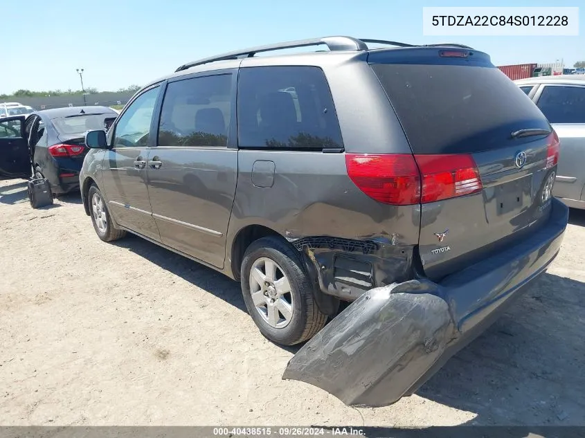 2004 Toyota Sienna Xle/Xle Limited VIN: 5TDZA22C84S012228 Lot: 40438515