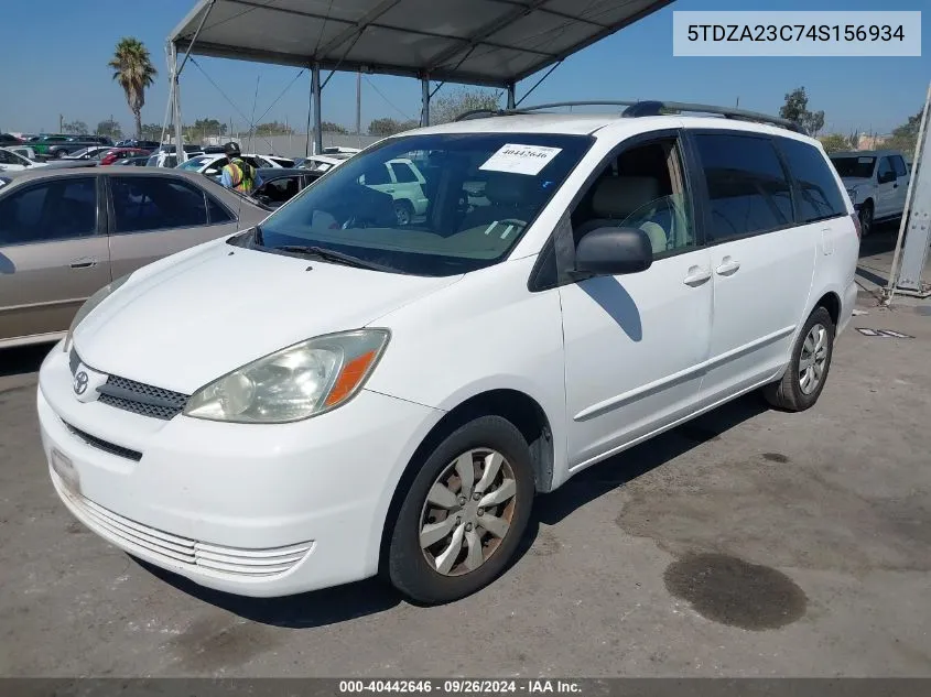 2004 Toyota Sienna Le VIN: 5TDZA23C74S156934 Lot: 40442646