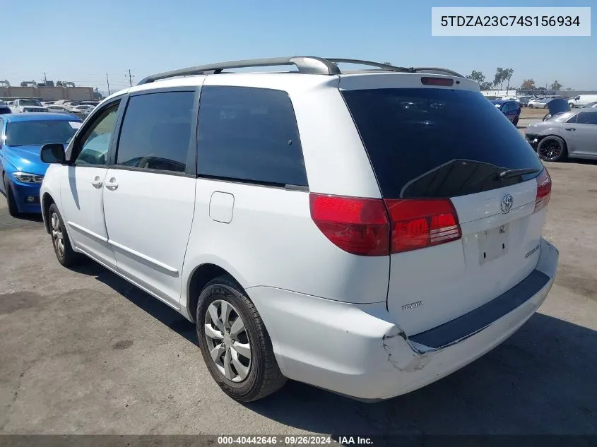 2004 Toyota Sienna Le VIN: 5TDZA23C74S156934 Lot: 40442646