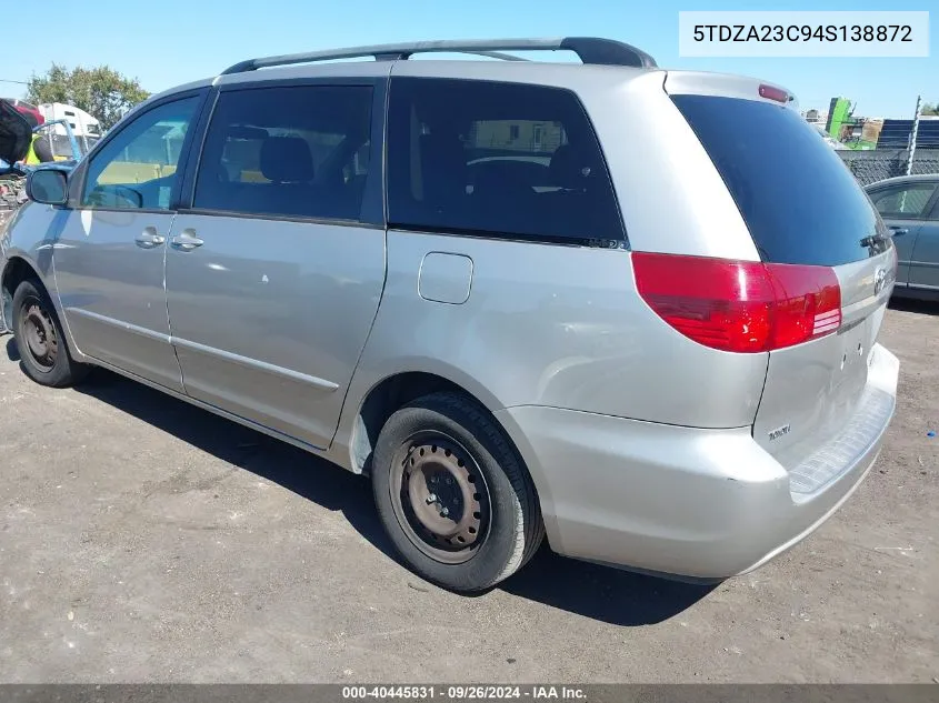 2004 Toyota Sienna Le VIN: 5TDZA23C94S138872 Lot: 40445831