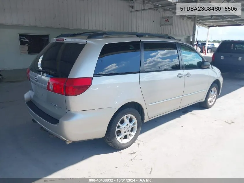 2004 Toyota Sienna Le VIN: 5TDBA23C84S016506 Lot: 40488932