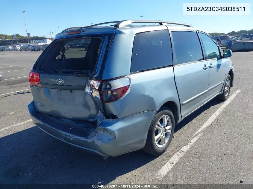 2004 Toyota Sienna Ce/Le VIN: 5TDZA23C34S038511 Lot: 40579207