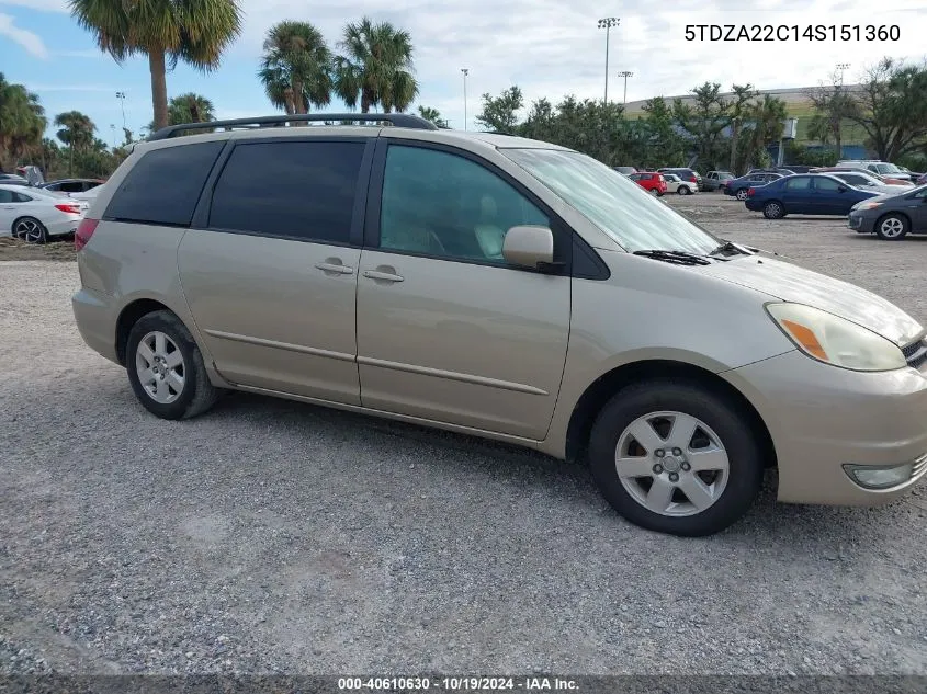 2004 Toyota Sienna Xle VIN: 5TDZA22C14S151360 Lot: 40610630