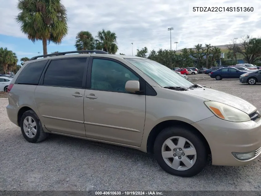 2004 Toyota Sienna Xle VIN: 5TDZA22C14S151360 Lot: 40610630