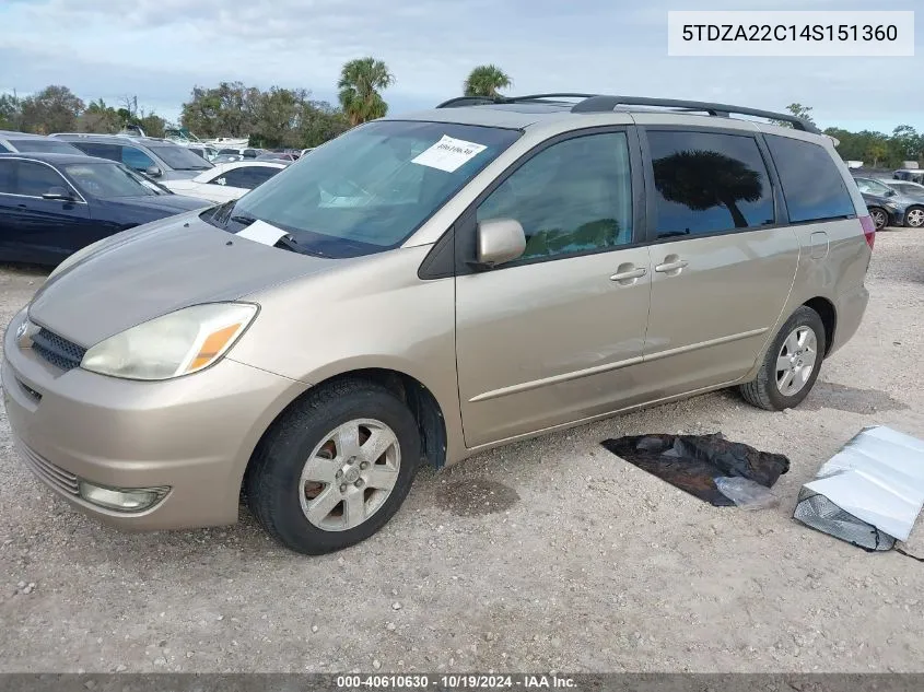 2004 Toyota Sienna Xle VIN: 5TDZA22C14S151360 Lot: 40610630