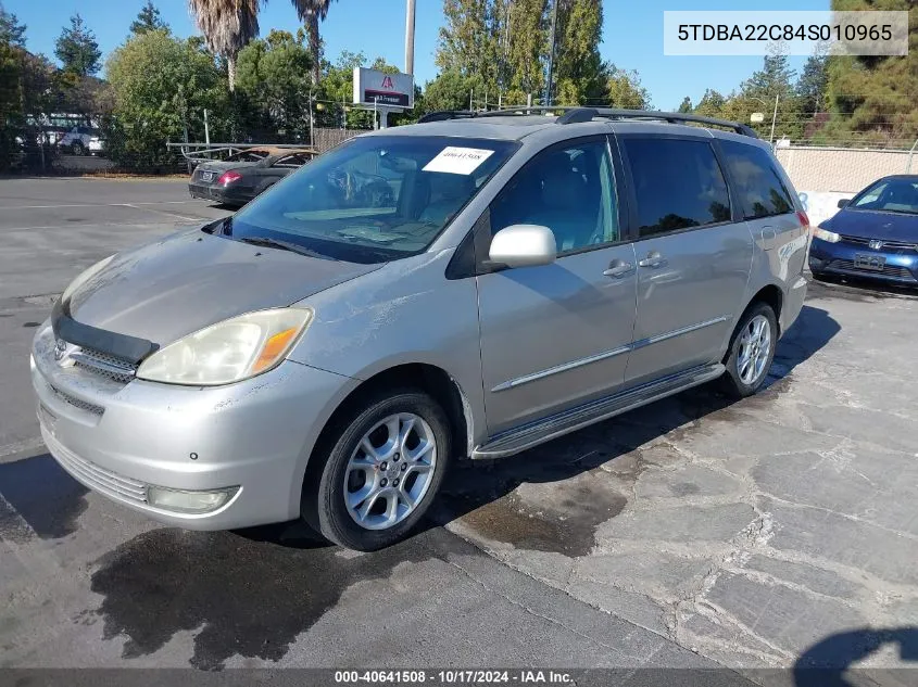 2004 Toyota Sienna Xle Limited VIN: 5TDBA22C84S010965 Lot: 40641508