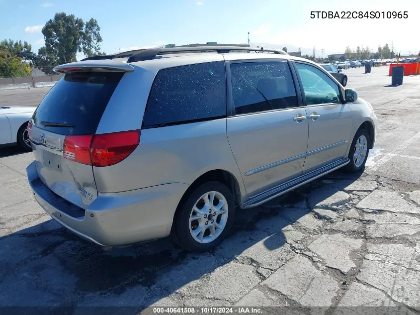 2004 Toyota Sienna Xle Limited VIN: 5TDBA22C84S010965 Lot: 40641508