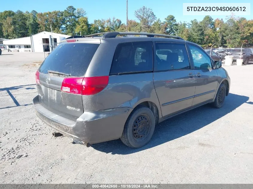 2004 Toyota Sienna Le VIN: 5TDZA23C94S060612 Lot: 40642650