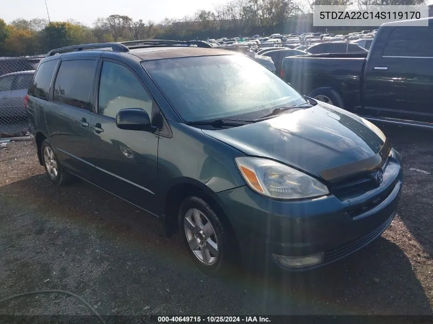 2004 Toyota Sienna Xle VIN: 5TDZA22C14S119170 Lot: 40649715