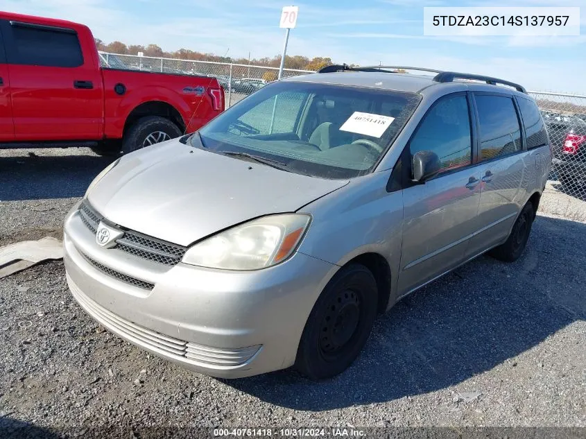 2004 Toyota Sienna Le VIN: 5TDZA23C14S137957 Lot: 40751418