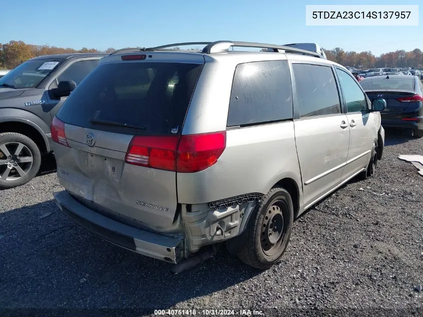 2004 Toyota Sienna Le VIN: 5TDZA23C14S137957 Lot: 40751418