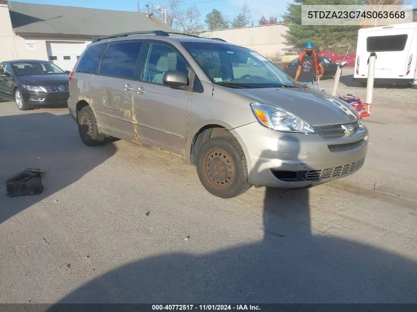 2004 Toyota Sienna Le VIN: 5TDZA23C74S063668 Lot: 40772517