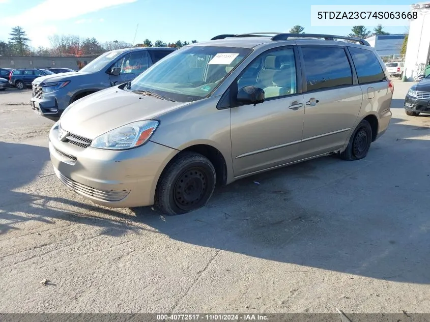 2004 Toyota Sienna Le VIN: 5TDZA23C74S063668 Lot: 40772517