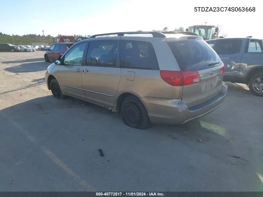 2004 Toyota Sienna Le VIN: 5TDZA23C74S063668 Lot: 40772517