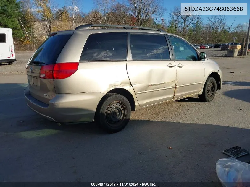 2004 Toyota Sienna Le VIN: 5TDZA23C74S063668 Lot: 40772517