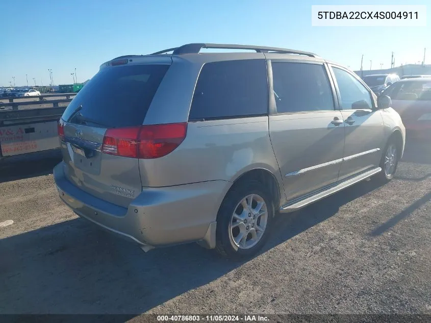 2004 Toyota Sienna Xle Limited VIN: 5TDBA22CX4S004911 Lot: 40786803