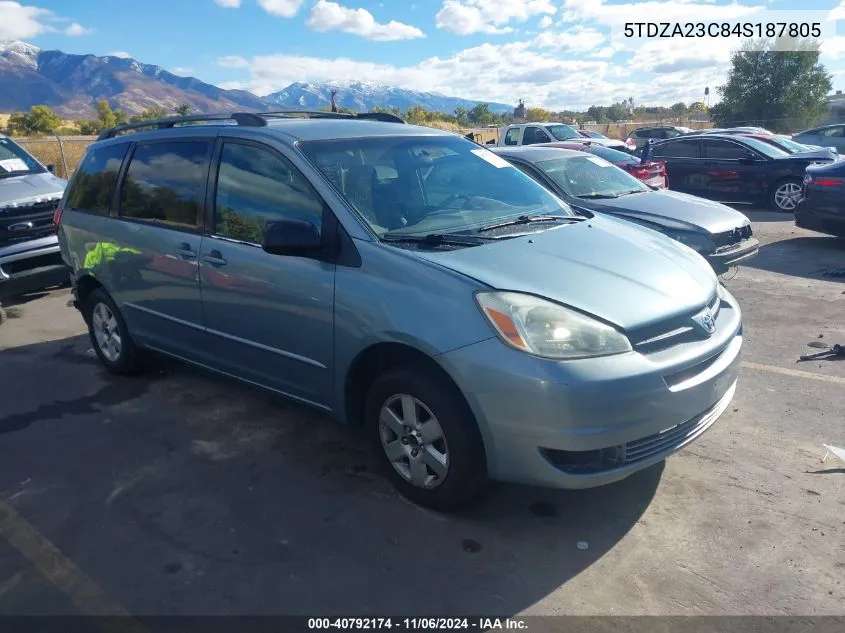 2004 Toyota Sienna Le VIN: 5TDZA23C84S187805 Lot: 40792174