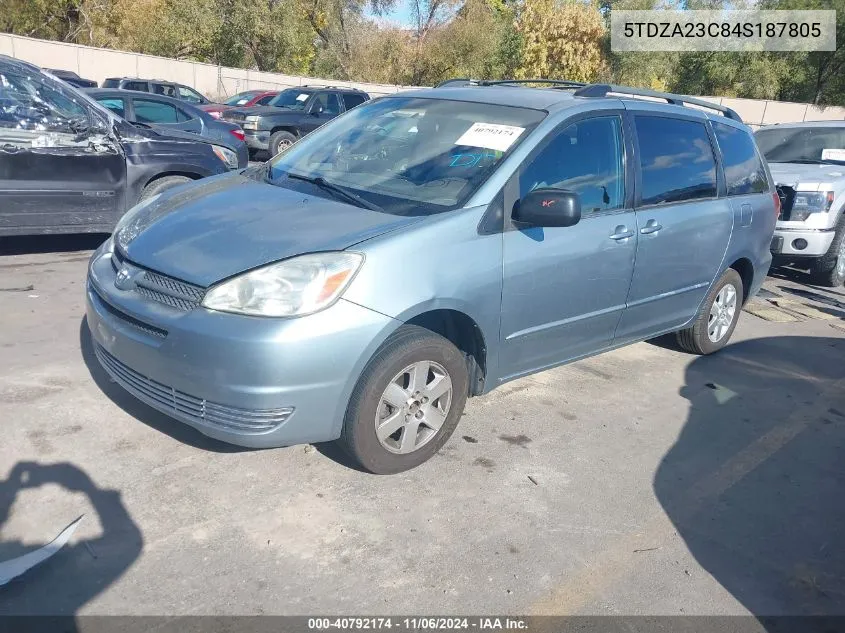 2004 Toyota Sienna Le VIN: 5TDZA23C84S187805 Lot: 40792174