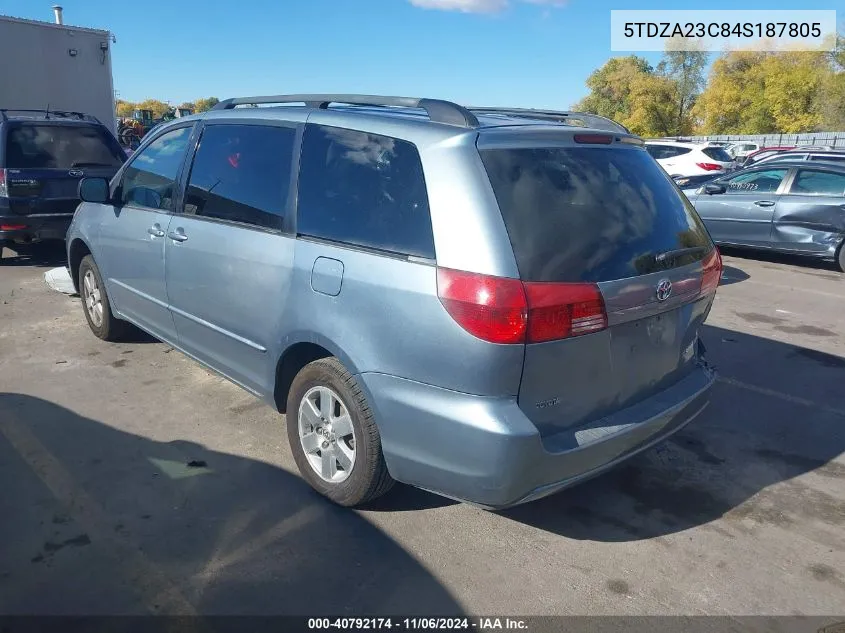 2004 Toyota Sienna Le VIN: 5TDZA23C84S187805 Lot: 40792174