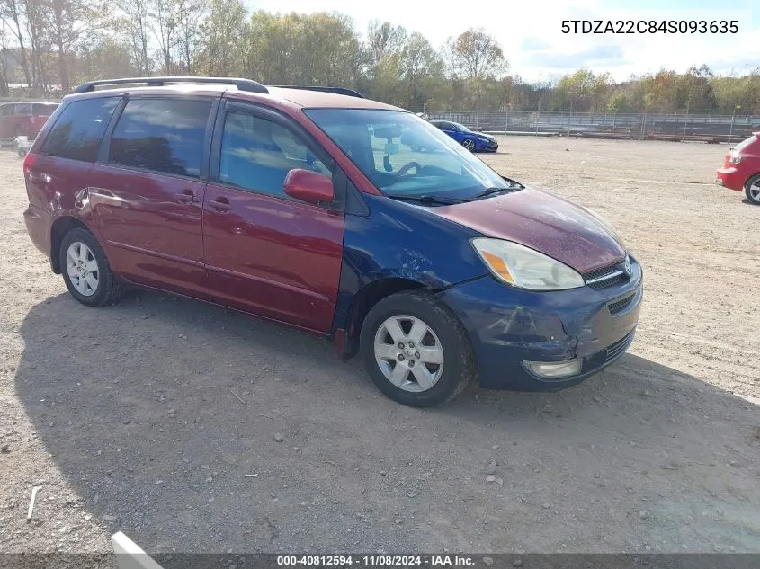 2004 Toyota Sienna Xle VIN: 5TDZA22C84S093635 Lot: 40812594