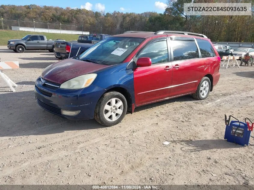 2004 Toyota Sienna Xle VIN: 5TDZA22C84S093635 Lot: 40812594