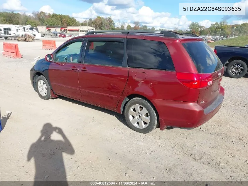 2004 Toyota Sienna Xle VIN: 5TDZA22C84S093635 Lot: 40812594