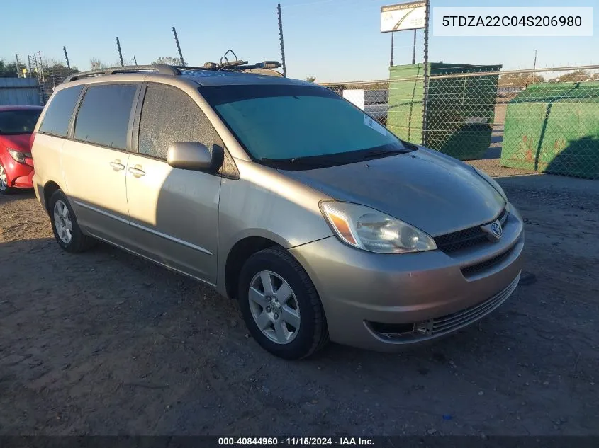 2004 Toyota Sienna Xle VIN: 5TDZA22C04S206980 Lot: 40844960