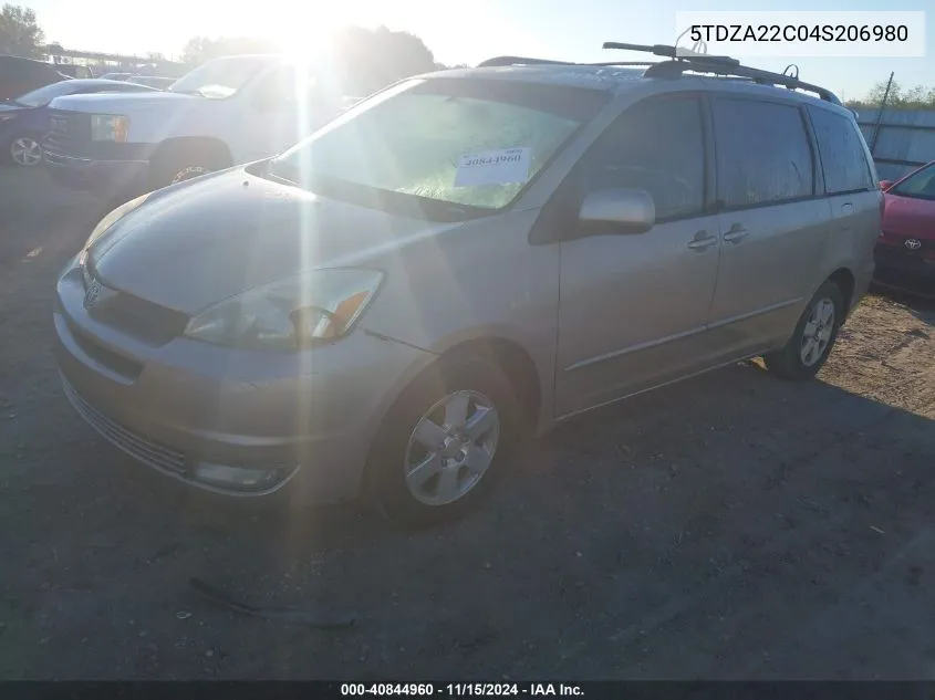 2004 Toyota Sienna Xle VIN: 5TDZA22C04S206980 Lot: 40844960