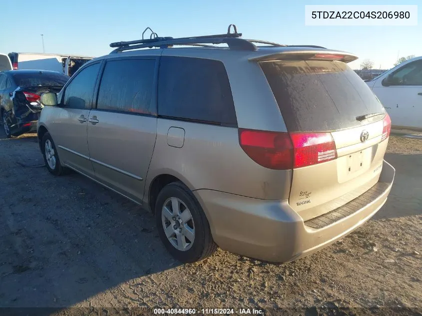 2004 Toyota Sienna Xle VIN: 5TDZA22C04S206980 Lot: 40844960