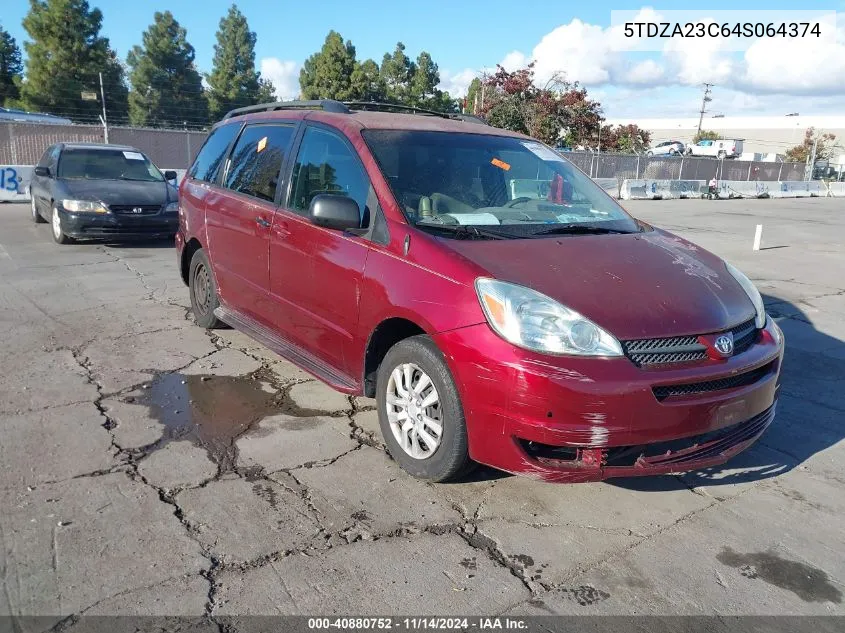 2004 Toyota Sienna Le VIN: 5TDZA23C64S064374 Lot: 40880752