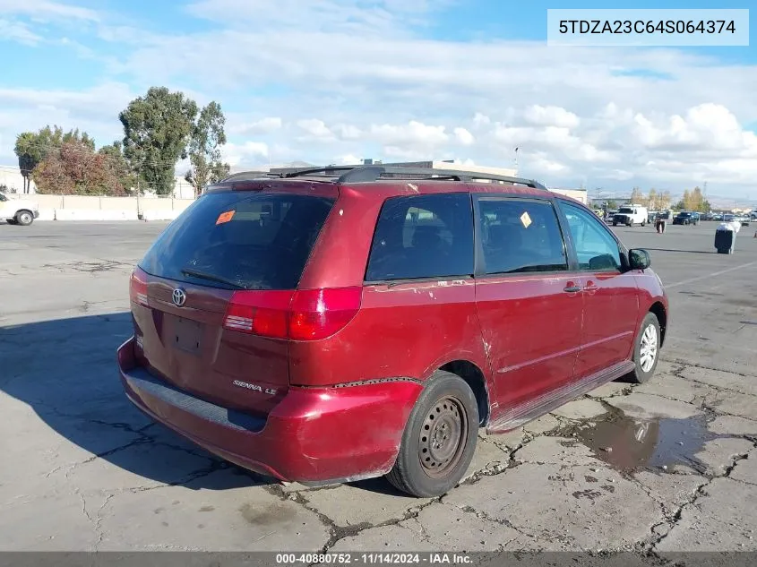 2004 Toyota Sienna Le VIN: 5TDZA23C64S064374 Lot: 40880752