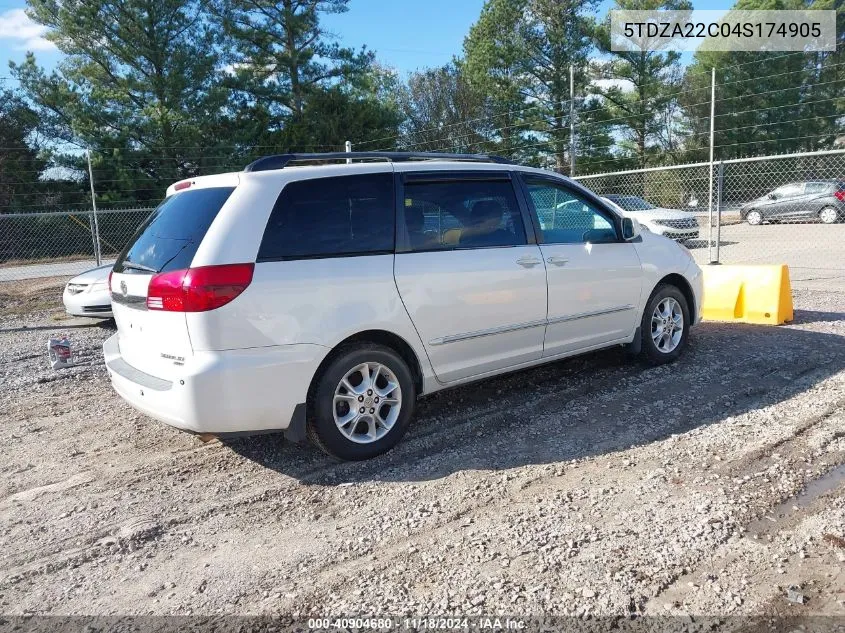 2004 Toyota Sienna Xle Ltd VIN: 5TDZA22C04S174905 Lot: 40904680