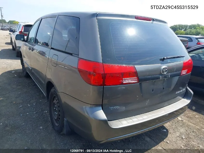 2005 Toyota Sienna Ce VIN: 5TDZA29C45S315529 Lot: 12069791