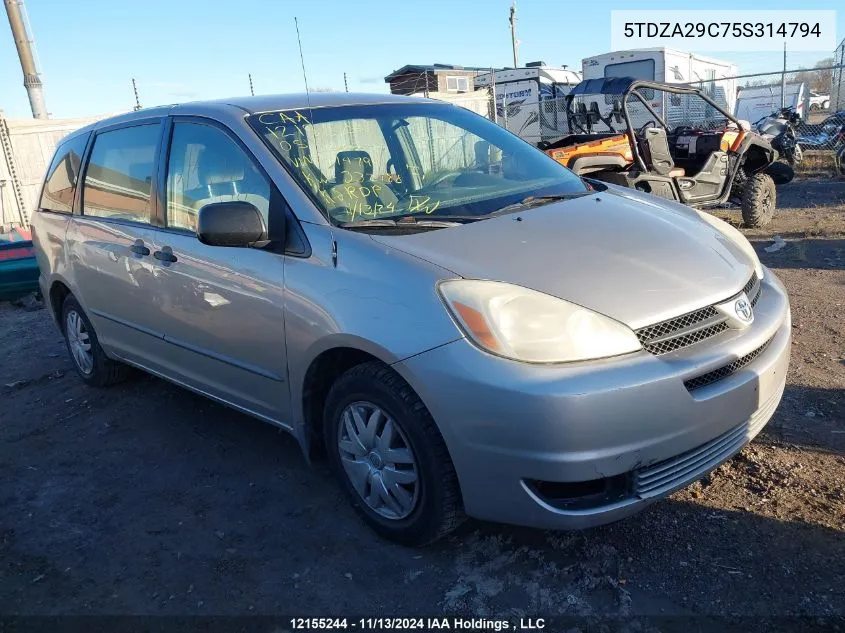 2005 Toyota Sienna Ce VIN: 5TDZA29C75S314794 Lot: 12155244