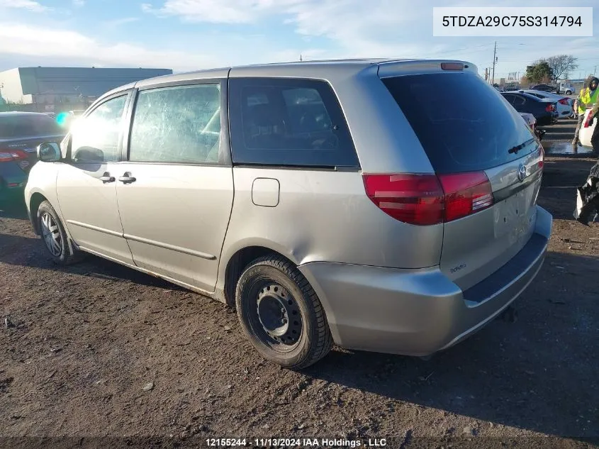 2005 Toyota Sienna Ce VIN: 5TDZA29C75S314794 Lot: 12155244