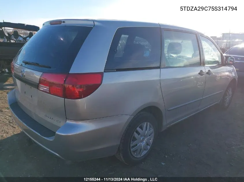 2005 Toyota Sienna Ce VIN: 5TDZA29C75S314794 Lot: 12155244