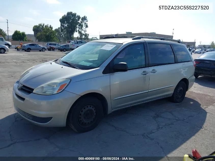 2005 Toyota Sienna Ce VIN: 5TDZA23C55S227520 Lot: 40069180