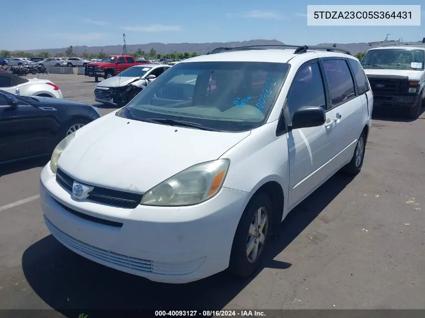 2005 Toyota Sienna Ce VIN: 5TDZA23C05S364431 Lot: 40093127