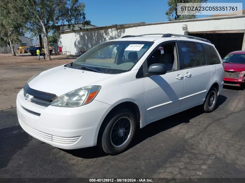 2005 Toyota Sienna Ce VIN: 5TDZA23C05S351761 Lot: 40129912