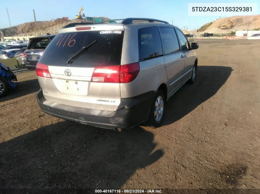 2005 Toyota Sienna Le VIN: 5TDZA23C15S329381 Lot: 40167116