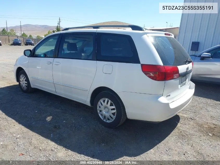 2005 Toyota Sienna Ce VIN: 5TDZA23C55S355191 Lot: 40230948