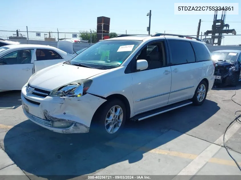 2005 Toyota Sienna Xle Limited VIN: 5TDZA22C75S334361 Lot: 40256721