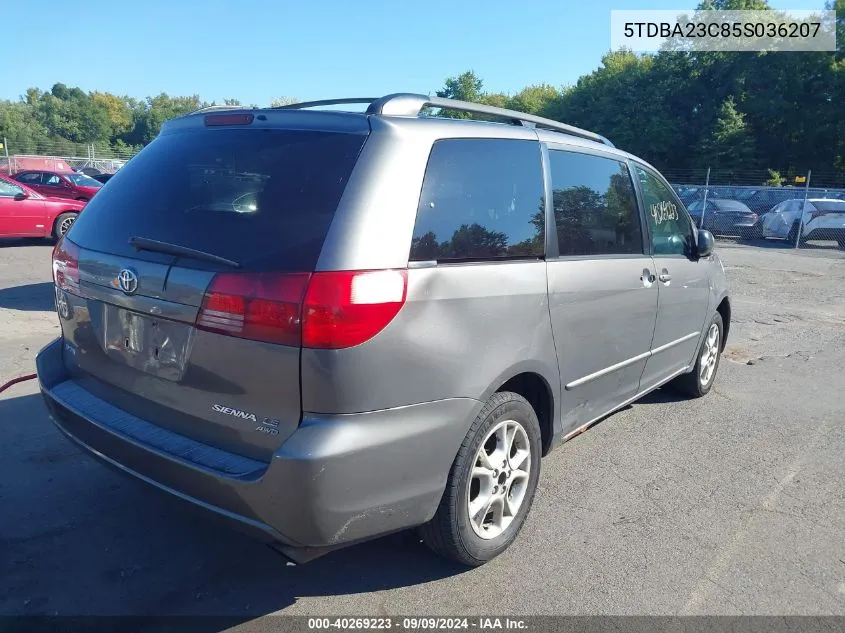 2005 Toyota Sienna Le VIN: 5TDBA23C85S036207 Lot: 40269223