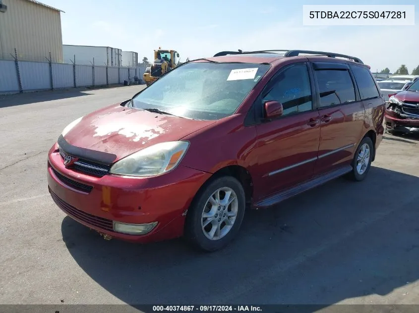 2005 Toyota Sienna Xle Limited VIN: 5TDBA22C75S047281 Lot: 40374867