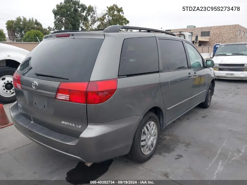 2005 Toyota Sienna Le VIN: 5TDZA23C95S273478 Lot: 40392734