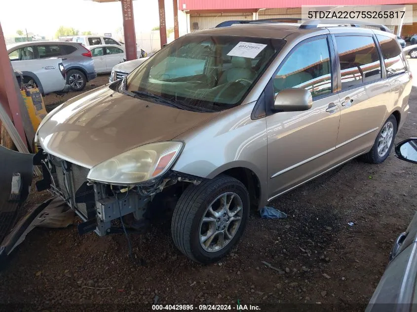 2005 Toyota Sienna Xle VIN: 5TDZA22C75S265817 Lot: 40429895