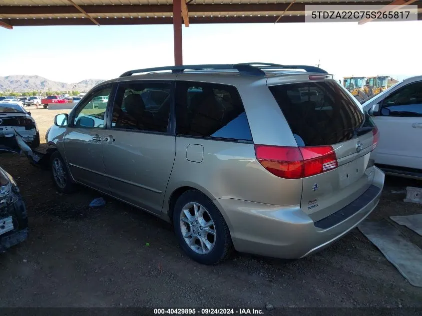 2005 Toyota Sienna Xle VIN: 5TDZA22C75S265817 Lot: 40429895