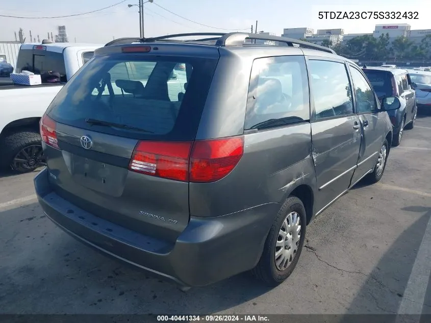 2005 Toyota Sienna Ce VIN: 5TDZA23C75S332432 Lot: 40441334