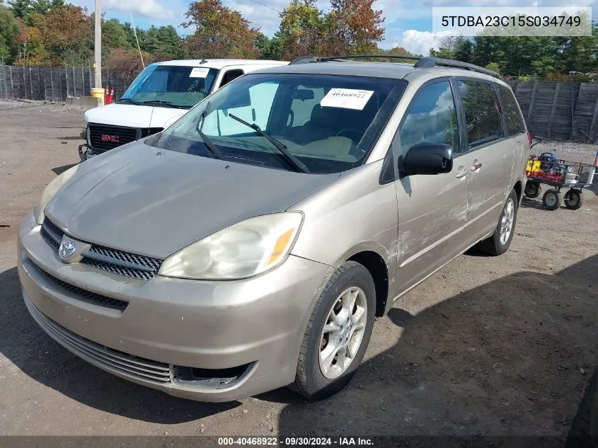 2005 Toyota Sienna Le VIN: 5TDBA23C15S034749 Lot: 40468922