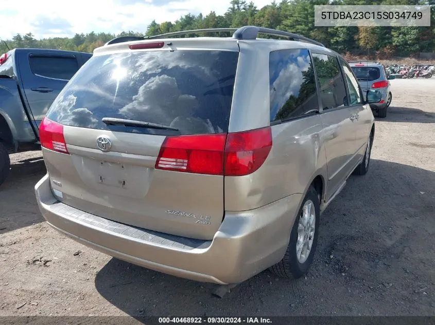 2005 Toyota Sienna Le VIN: 5TDBA23C15S034749 Lot: 40468922